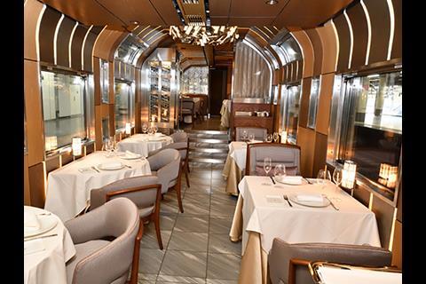 An observation car at each end and a restaurant car complete the Train Suite Shiki-Shima  (Photo: Akihiro Nakamura).